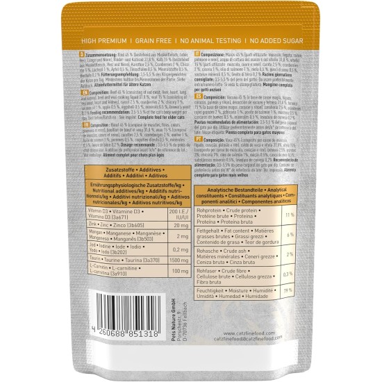 catz finefood Senior Collection Wet Cat Food - Premium Wet Food for Your Senior Cat - Grain-Free, No Sugar, High Meat Content, Vitamins & Minerals (6 x 200 g Tin) catz finefood Senior Collection Wet Cat Food - Premium Wet Food for Your Senior Cat - Grain-Free, No Sugar, High Meat Content, Vitamins & Minerals (6 x 200 g Tin)