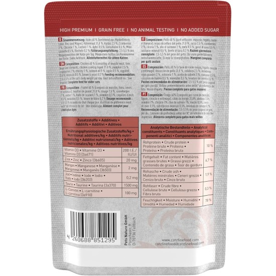 catz finefood Senior N°03 Chicken Cat Food Wet - Premium Wet Food for Your Senior Cat - Grain-Free, No Sugar, High Meat Content, Vitamins and Minerals (6 x 200 g Tub) catz finefood Senior N°03 Chicken Cat Food Wet - Premium Wet Food for Your Senior Cat - Grain-Free, No Sugar, High Meat Content, Vitamins and Minerals (6 x 200 g Tub)