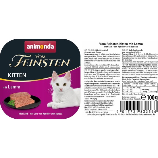 vom Feinsten Kitten Cat Food Wet Variety (32 x 100 g), Kitten Cat Food Wet without Grain and Sugar by animonda, with Fresh Meaty Ingredients vom Feinsten Kitten Cat Food Wet Variety (32 x 100 g), Kitten Cat Food Wet without Grain and Sugar by animonda, with Fresh Meaty Ingredients