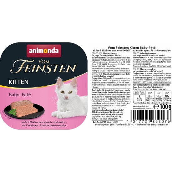 vom Feinsten Kitten Cat Food Wet Variety (32 x 100 g), Kitten Cat Food Wet without Grain and Sugar by animonda, with Fresh Meaty Ingredients vom Feinsten Kitten Cat Food Wet Variety (32 x 100 g), Kitten Cat Food Wet without Grain and Sugar by animonda, with Fresh Meaty Ingredients
