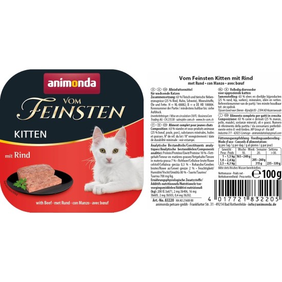 vom Feinsten Kitten Cat Food Wet Variety (32 x 100 g), Kitten Cat Food Wet without Grain and Sugar by animonda, with Fresh Meaty Ingredients vom Feinsten Kitten Cat Food Wet Variety (32 x 100 g), Kitten Cat Food Wet without Grain and Sugar by animonda, with Fresh Meaty Ingredients