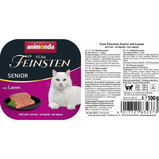 vom Feinsten Senior Cat Food Wet Wet Food Variety (32 x 100 g), Cat Food from 7 Years by animonda, without Grains and Sugar, with Fresh, Meaty Ingredients vom Feinsten Senior Cat Food Wet Wet Food Variety (32 x 100 g), Cat Food from 7 Years by animonda, without Grains and Sugar, with Fresh, Meaty Ingredients