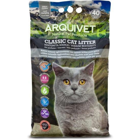 Arquivet Classic Cat Litter 4072 10kg with Activated Carbon 100% Natural Hygienic Cat Litter for Cats Absorbent Ability to Remove Odors and Bacteria Arquivet Classic Cat Litter 4072 10kg with Activated Carbon 100% Natural Hygienic Cat Litter for Cats Absorbent Ability to Remove Odors and Bacteria