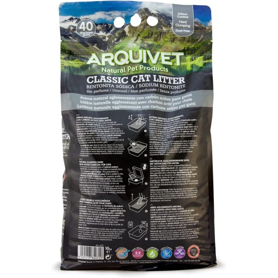 Arquivet Classic Cat Litter 4072 10kg with Activated Carbon 100% Natural Hygienic Cat Litter for Cats Absorbent Ability to Remove Odors and Bacteria Arquivet Classic Cat Litter 4072 10kg with Activated Carbon 100% Natural Hygienic Cat Litter for Cats Absorbent Ability to Remove Odors and Bacteria