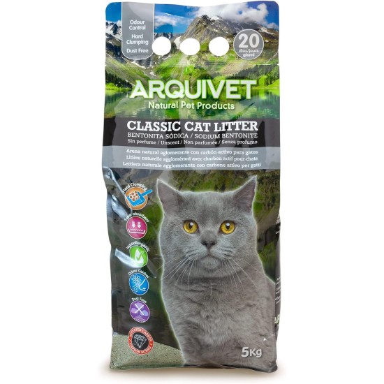 Arquivet Classic Cat Litter 4072 10kg with Activated Carbon 100% Natural Hygienic Cat Litter for Cats Absorbent Ability to Remove Odors and Bacteria Arquivet Classic Cat Litter 4072 10kg with Activated Carbon 100% Natural Hygienic Cat Litter for Cats Absorbent Ability to Remove Odors and Bacteria