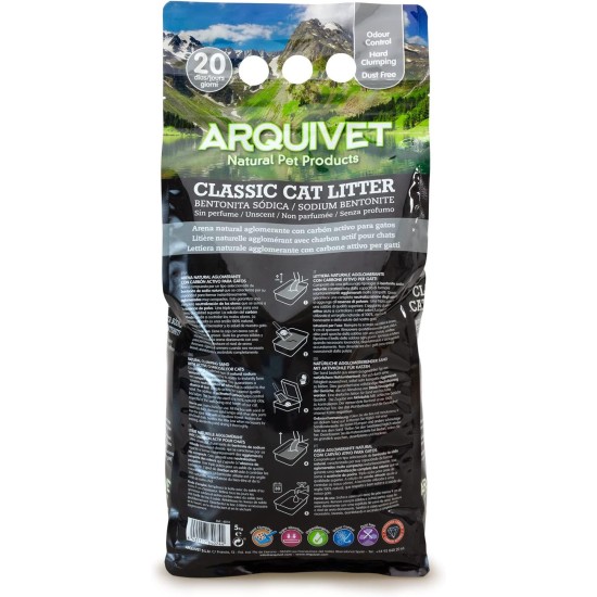 Arquivet Classic Cat Litter 4072 10kg with Activated Carbon 100% Natural Hygienic Cat Litter for Cats Absorbent Ability to Remove Odors and Bacteria Arquivet Classic Cat Litter 4072 10kg with Activated Carbon 100% Natural Hygienic Cat Litter for Cats Absorbent Ability to Remove Odors and Bacteria