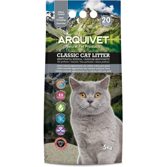 Arquivet Classic Cat Litter 4072 10kg with Activated Carbon 100% Natural Hygienic Cat Litter for Cats Absorbent Ability to Remove Odors and Bacteria Arquivet Classic Cat Litter 4072 10kg with Activated Carbon 100% Natural Hygienic Cat Litter for Cats Absorbent Ability to Remove Odors and Bacteria