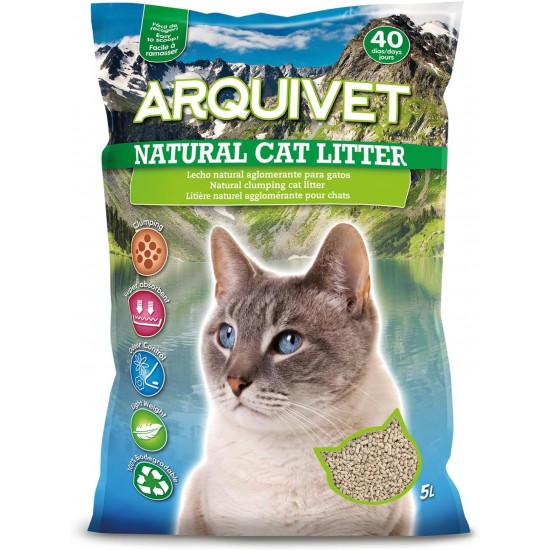 Arquivet Natural Cat Litter Natural Biodegradable Cat Bed, Pack of 4, 5 Litre Arquivet Natural Cat Litter Natural Biodegradable Cat Bed, Pack of 4, 5 Litre