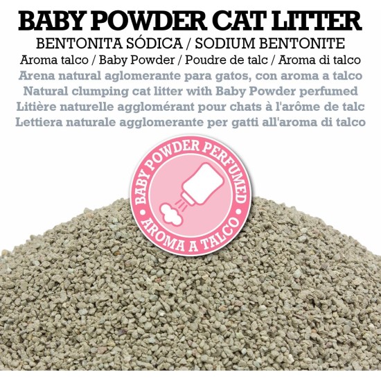Baby Powder Cat Litter 5 Kg - 100% natürliches Talkumpuder duftendes Klumpstreu für Katzen - Katzenstreu - Saugfähigkeit - Hilft Gerüche und Bakterien zu beseitigen Baby Powder Cat Litter 5 Kg - 100% natürliches Talkumpuder duftendes Klumpstreu für Katzen - Katzenstreu - Saugfähigkeit - Hilft Gerüche und Bakterien zu beseitigen
