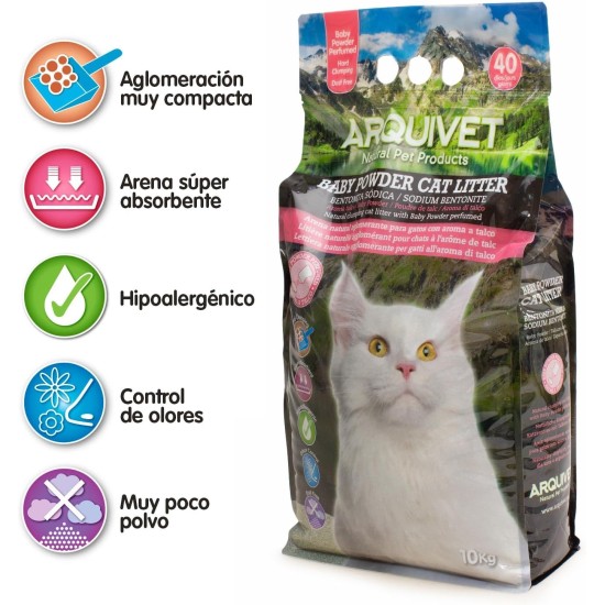 Baby Powder Cat Litter 5 Kg - 100% natürliches Talkumpuder duftendes Klumpstreu für Katzen - Katzenstreu - Saugfähigkeit - Hilft Gerüche und Bakterien zu beseitigen Baby Powder Cat Litter 5 Kg - 100% natürliches Talkumpuder duftendes Klumpstreu für Katzen - Katzenstreu - Saugfähigkeit - Hilft Gerüche und Bakterien zu beseitigen