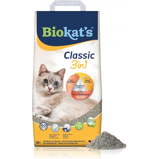 Biokat's Classic 3-in-1 Unscented Clumping Cat Litter with 3 Different Grain Sizes - 1 Bag (1 x 10 L) Biokat's Classic 3-in-1 Unscented Clumping Cat Litter with 3 Different Grain Sizes - 1 Bag (1 x 10 L)
