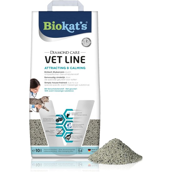 Biokat's Diamond Care VET Line Attracting & Calming Cat Litter - Fine Clumping Litter Made of Bentonite Especially for Young and Stressed Cats - 1 Bag (1 x 10 L) Biokat's Diamond Care VET Line Attracting & Calming Cat Litter - Fine Clumping Litter Made of Bentonite Especially for Young and Stressed Cats - 1 Bag (1 x 10 L)