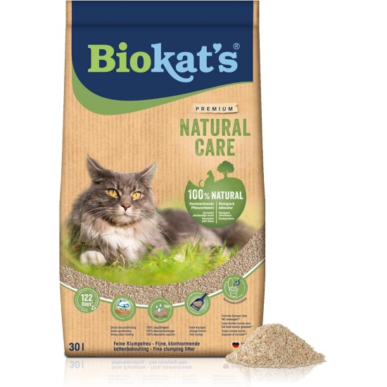 Biokat's Natural Care - Fine Clumping Cat Litter Made from Renewable and Compostable Plant Fibres - 1 Bag (1 x 8 L) Biokat's Natural Care - Fine Clumping Cat Litter Made from Renewable and Compostable Plant Fibres - 1 Bag (1 x 8 L)