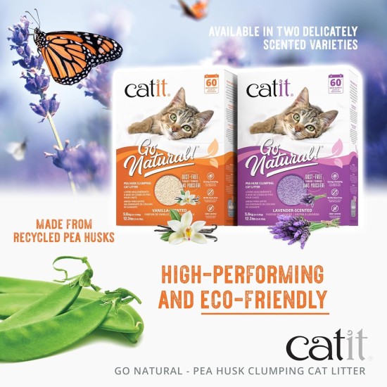 Catit Go Natural! Clumping Cat Litter, Made from Pea Husks, with Lavender Fragrance, 2 x 2.8 kg (5.6 kg) Catit Go Natural! Clumping Cat Litter, Made from Pea Husks, with Lavender Fragrance, 2 x 2.8 kg (5.6 kg)