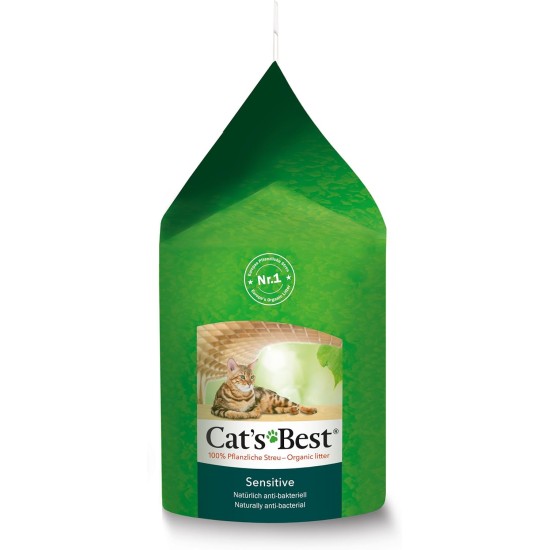 Cat's Best Sensitive 100% Plant-Based Cat Litter, Firm Clumping and Antibacterial Made from Refined Active Wood Fibres - Specially Designed for Sensitive Cats, 7.2kg/20L Cat's Best Sensitive 100% Plant-Based Cat Litter, Firm Clumping and Antibacterial Made from Refined Active Wood Fibres - Specially Designed for Sensitive Cats, 7.2kg/20L