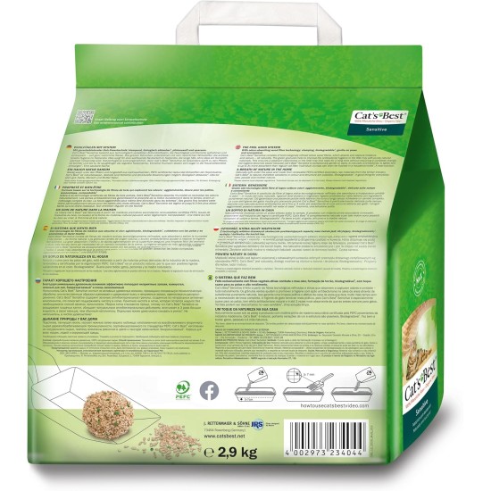 Cat's Best Sensitive 100% Plant-Based Cat Litter, Firm Clumping and Antibacterial Made from Refined Active Wood Fibres - Specially Designed for Sensitive Cats, 7.2kg/20L Cat's Best Sensitive 100% Plant-Based Cat Litter, Firm Clumping and Antibacterial Made from Refined Active Wood Fibres - Specially Designed for Sensitive Cats, 7.2kg/20L