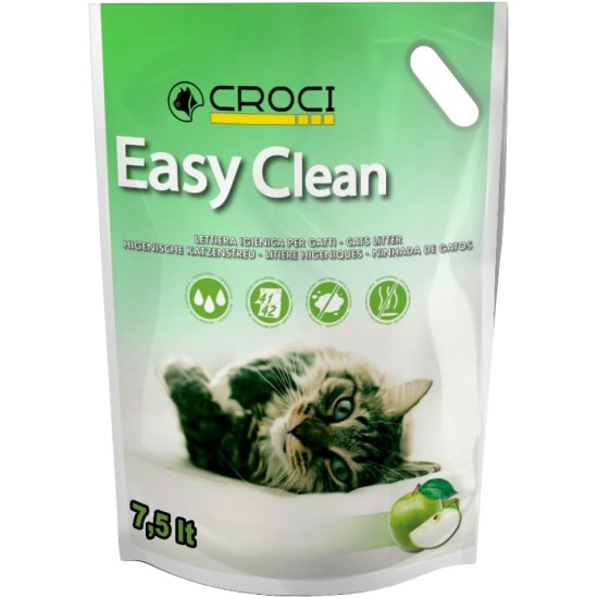 Croci Easy Clean Green Apple - Silicon Cat Litter - Sand for Cats Made of Pebble Crystals with Green Apple - Cat Litter with High Absorbency and Quick Clean 7.5L Croci Easy Clean Green Apple - Silicon Cat Litter - Sand for Cats Made of Pebble Crystals with Green Apple - Cat Litter with High Absorbency and Quick Clean 7.5L