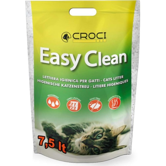 Croci Easy Clean Green Apple - Silicon Cat Litter - Sand for Cats Made of Pebble Crystals with Green Apple - Cat Litter with High Absorbency and Quick Clean 7.5L Croci Easy Clean Green Apple - Silicon Cat Litter - Sand for Cats Made of Pebble Crystals with Green Apple - Cat Litter with High Absorbency and Quick Clean 7.5L