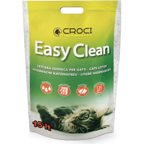 Croci Easy Clean Green Apple - Silicon Cat Litter - Sand for Cats Made of Pebble Crystals with Green Apple - Cat Litter with High Absorbency and Quick Clean 7.5L Croci Easy Clean Green Apple - Silicon Cat Litter - Sand for Cats Made of Pebble Crystals with Green Apple - Cat Litter with High Absorbency and Quick Clean 7.5L