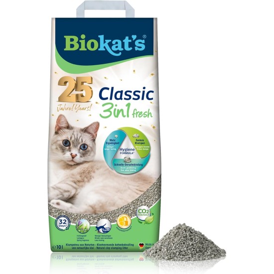 Gimborn Biokat's Classic Fresh 3-in-1 Scented Clumping Cat Litter with 3 Different Grain Sizes, Classic Fresh - With Air Gimborn Biokat's Classic Fresh 3-in-1 Scented Clumping Cat Litter with 3 Different Grain Sizes, Classic Fresh - With Air
