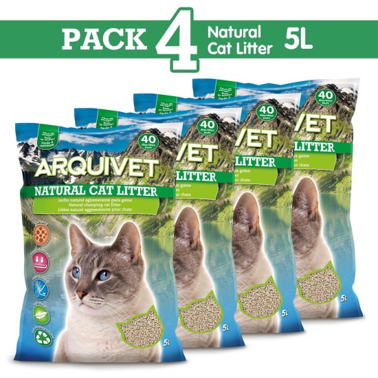 Natural Cat Litter Natürliches biologisch abbaubares Katzenbett, 4 Stück, 5 l Natural Cat Litter Natürliches biologisch abbaubares Katzenbett, 4 Stück, 5 l