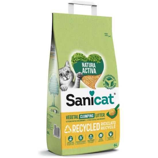 Sanicat Recycled Corn Cob Clumping Litter, Excellent Absorption and Odour Retention, Eco Friendly and Biodegradable Product, Pack Size 6L