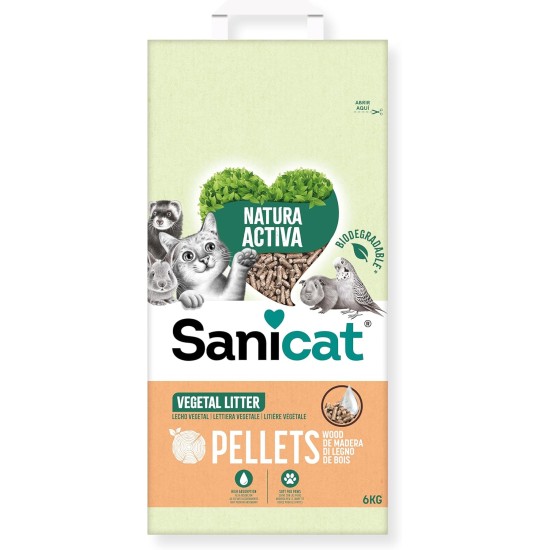 Sanicat Recycled Wood Absorbent Multipet Excellent Absorption and Odour Control Eco Friendly Biodegradable Product 6kg Sanicat Recycled Wood Absorbent Multipet Excellent Absorption and Odour Control Eco Friendly Biodegradable Product 6kg