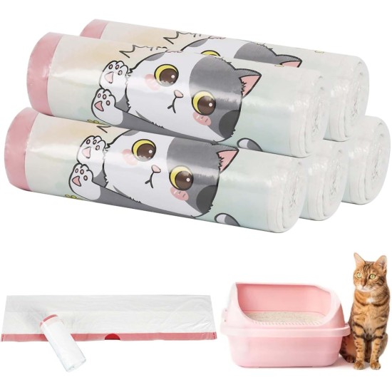 25 Pieces/5 Rolls 114 x 45 cm Cat Litter Box Bags with Drawstrings, Cat Litter Tray Bag, Self-Cleaning Cat Litter Box Bag, 10 kg Load Capacity, Carry Handle, Bin Liners, Durable Tear-Resistant Cat 25 Pieces/5 Rolls 114 x 45 cm Cat Litter Box Bags with Drawstrings, Cat Litter Tray Bag, Self-Cleaning Cat Litter Box Bag, 10 kg Load Capacity, Carry Handle, Bin Liners, Durable Tear-Resistant Cat