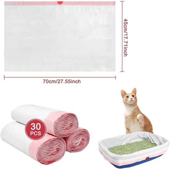 30 x Cat Litter Tray Liners with Drawstring, Scratch Resistant and Leakproof Medium Litter Tray Liners 30 x Cat Litter Tray Liners with Drawstring, Scratch Resistant and Leakproof Medium Litter Tray Liners