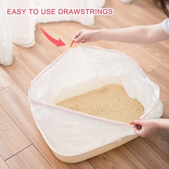 30 x Cat Litter Tray Liners with Drawstring, Scratch Resistant and Leakproof Medium Litter Tray Liners 30 x Cat Litter Tray Liners with Drawstring, Scratch Resistant and Leakproof Medium Litter Tray Liners