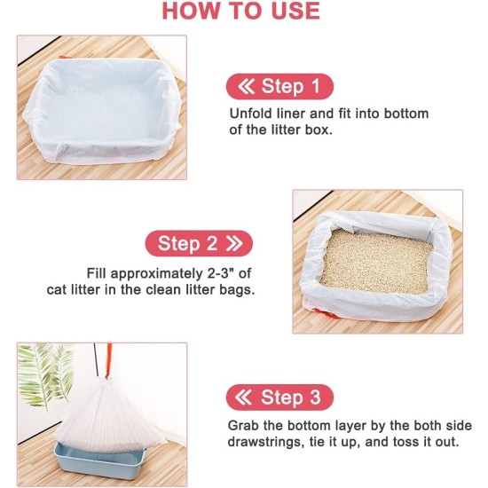 30 x Cat Litter Tray Liners with Drawstring, Scratch Resistant and Leakproof Medium Litter Tray Liners 30 x Cat Litter Tray Liners with Drawstring, Scratch Resistant and Leakproof Medium Litter Tray Liners