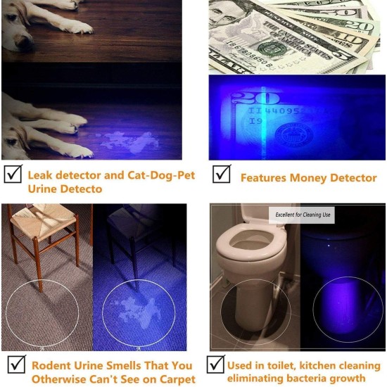 395-405nm UV LED Torch Super Power Black Light Zoomable Mini Tactical Torch, Ultraviolet Light with Adjustable Focus for Pet Urine Stains, 502UV 395-405nm UV LED Torch Super Power Black Light Zoomable Mini Tactical Torch, Ultraviolet Light with Adjustable Focus for Pet Urine Stains, 502UV