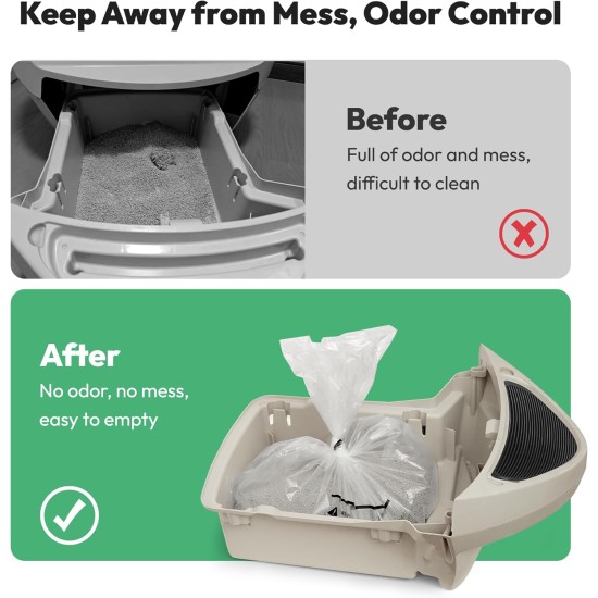 AMOGOGOPET Litter Robot 4 & 3 Compatible Waste Bags, Pack of 50 Litter Bin Liners for Self-Cleaning Litter Box, 9-11 Gallon Capacity, Pre-Separated, Transparent, Replacement Cat Litter Box Bags AMOGOGOPET Litter Robot 4 & 3 Compatible Waste Bags, Pack of 50 Litter Bin Liners for Self-Cleaning Litter Box, 9-11 Gallon Capacity, Pre-Separated, Transparent, Replacement Cat Litter Box Bags