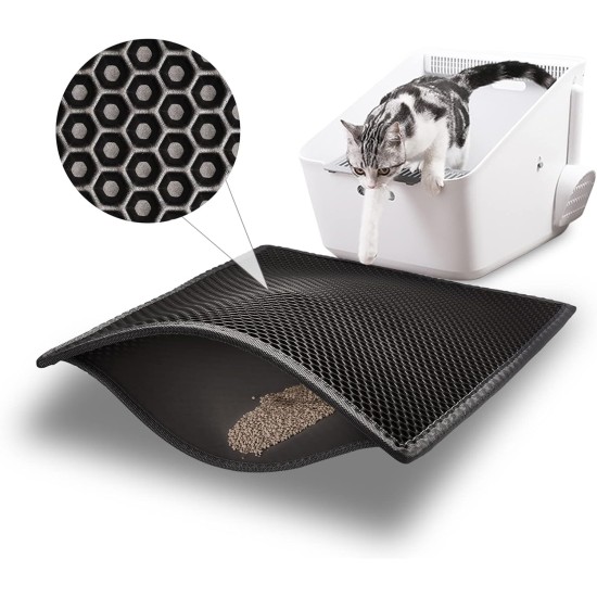 ASOBEAGE Cat Litter Mat ,Honeycomb Design Cat Litter Mat, Waterproof Double Layer Design, Honeycomb Cat Litter Mat (L/S)