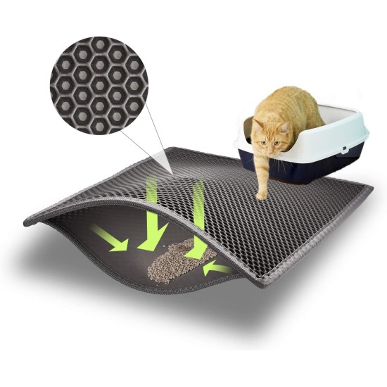 ASOBEAGE Cat Litter Mat ,Honeycomb Design Cat Litter Mat, Waterproof Double Layer Design, Honeycomb Cat Litter Mat (L/S) ASOBEAGE Cat Litter Mat ,Honeycomb Design Cat Litter Mat, Waterproof Double Layer Design, Honeycomb Cat Litter Mat (L/S)