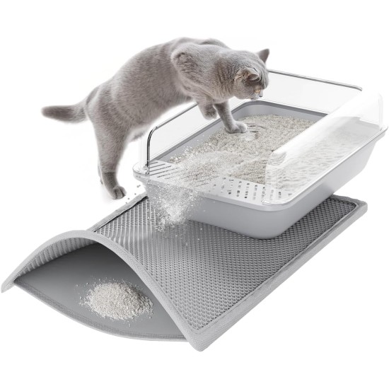 ASOBEAGE Cat Litter Mat, Honeycomb, Double-Layered Design – Makes Cat Litter Easy to Collect and Clean, Waterproof, Durable and Lightweight EVA-Material (61 x 38 cm, Grey) ASOBEAGE Cat Litter Mat, Honeycomb, Double-Layered Design – Makes Cat Litter Easy to Collect and Clean, Waterproof, Durable and Lightweight EVA-Material (61 x 38 cm, Grey)