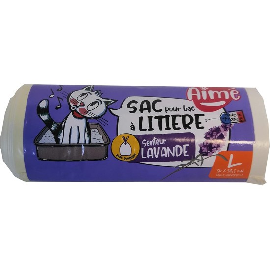 Aimé Bag for cat litter trays and accessories x 8, fragrant, 50 x 38.5 cm, cat litter box bag with handles and closure, for the well-being of your cat, for all types of cat litter box and cat Aimé Bag for cat litter trays and accessories x 8, fragrant, 50 x 38.5 cm, cat litter box bag with handles and closure, for the well-being of your cat, for all types of cat litter box and cat