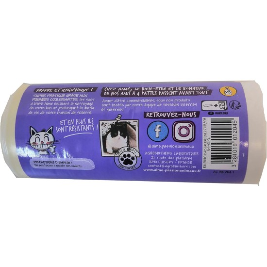 Aimé Bag for cat litter trays and accessories x 8, fragrant, 50 x 38.5 cm, cat litter box bag with handles and closure, for the well-being of your cat, for all types of cat litter box and cat Aimé Bag for cat litter trays and accessories x 8, fragrant, 50 x 38.5 cm, cat litter box bag with handles and closure, for the well-being of your cat, for all types of cat litter box and cat