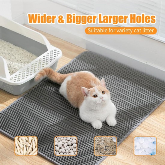 Asoway Cat Litter Tray Mat, 80 x 60 cm, Cat Litter Mat, Double Layer, Large, XL, Honeycomb Design, Cat Litter Tray Mat, Waterproof and Non-Slip Asoway Cat Litter Tray Mat, 80 x 60 cm, Cat Litter Mat, Double Layer, Large, XL, Honeycomb Design, Cat Litter Tray Mat, Waterproof and Non-Slip