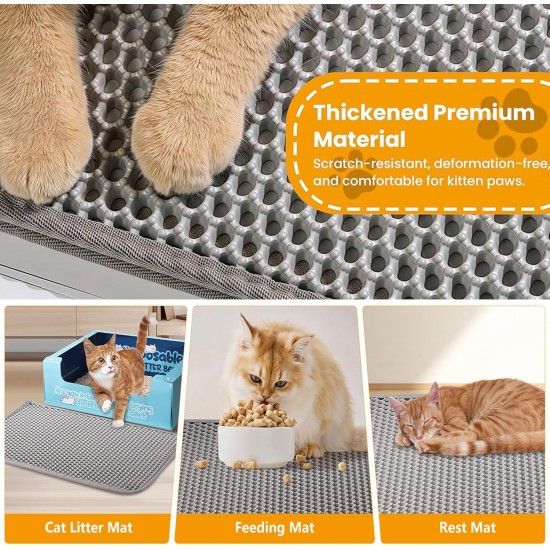 Asoway Cat Litter Tray Mat, 80 x 60 cm, Cat Litter Mat, Double Layer, Large, XL, Honeycomb Design, Cat Litter Tray Mat, Waterproof and Non-Slip Asoway Cat Litter Tray Mat, 80 x 60 cm, Cat Litter Mat, Double Layer, Large, XL, Honeycomb Design, Cat Litter Tray Mat, Waterproof and Non-Slip