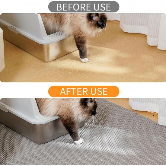 Asoway Cat Litter Tray Mat, 80 x 60 cm, Cat Litter Mat, Double Layer, Large, XL, Honeycomb Design, Cat Litter Tray Mat, Waterproof and Non-Slip Asoway Cat Litter Tray Mat, 80 x 60 cm, Cat Litter Mat, Double Layer, Large, XL, Honeycomb Design, Cat Litter Tray Mat, Waterproof and Non-Slip