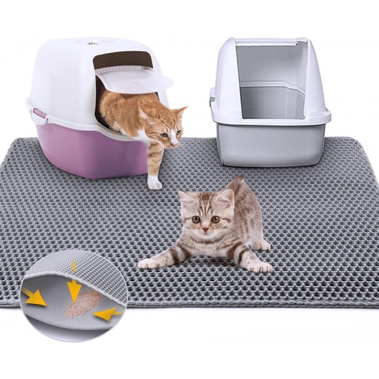Asoway Cat Litter Tray Mat, 80 x 60 cm, Cat Litter Mat, Double Layer, Large, XL, Honeycomb Design, Cat Litter Tray Mat, Waterproof and Non-Slip Asoway Cat Litter Tray Mat, 80 x 60 cm, Cat Litter Mat, Double Layer, Large, XL, Honeycomb Design, Cat Litter Tray Mat, Waterproof and Non-Slip
