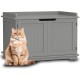 BAKAJI Raised Cat Litter Tray with Side Entrance, Round Entrance, Multi-Purpose Pet Cabinet with 2 Doors, Magnetic Closure, Bed Colour Grey, 72 x 51 x 52 cm BAKAJI Raised Cat Litter Tray with Side Entrance, Round Entrance, Multi-Purpose Pet Cabinet with 2 Doors, Magnetic Closure, Bed Colour Grey, 72 x 51 x 52 cm