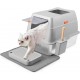 BAKAJI XXL Cat Litter Tray with Stainless Steel Base 35 Litres and Transparent Lockable Door, Sandpit, Shovel with Container and Dirt Mat 40 x 60 x 39 cm