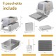 BAKAJI XXL Cat Litter Tray with Stainless Steel Base 35 Litres and Transparent Lockable Door, Sandpit, Shovel with Container and Dirt Mat 40 x 60 x 39 cm