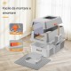 BAKAJI XXL Cat Litter Tray with Stainless Steel Base 35 Litres and Transparent Lockable Door, Sandpit, Shovel with Container and Dirt Mat 40 x 60 x 39 cm