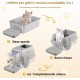 BAKAJI XXL Cat Litter Tray with Stainless Steel Base 35 Litres and Transparent Lockable Door, Sandpit, Shovel with Container and Dirt Mat 40 x 60 x 39 cm