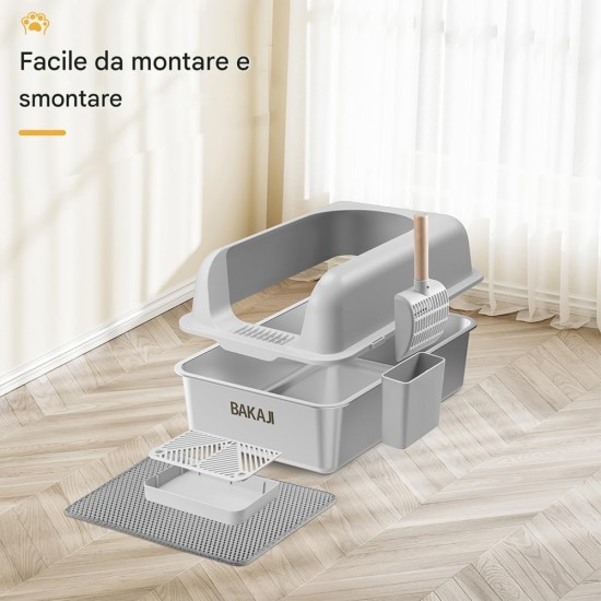 BAKAJI XXL Katzentoilette mit Stahlfuß mit Rand und sandabweisender Trittfläche, Auffangschaufel mit Behälter und Schmutzmatte, Rutschfester Boden, Fassungsvermögen 35 Liter, 60 x 40 x 30 cm BAKAJI XXL Katzentoilette mit Stahlfuß mit Rand und sandabweisender Trittfläche, Auffangschaufel mit Behälter und Schmutzmatte, Rutschfester Boden, Fassungsvermögen 35 Liter, 60 x 40 x 30 cm