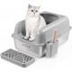 BAKAJI XXL Katzentoilette mit Stahlfuß mit Rand und sandabweisender Trittfläche, Auffangschaufel mit Behälter und Schmutzmatte, Rutschfester Boden, Fassungsvermögen 35 Liter, 60 x 40 x 30 cm BAKAJI XXL Katzentoilette mit Stahlfuß mit Rand und sandabweisender Trittfläche, Auffangschaufel mit Behälter und Schmutzmatte, Rutschfester Boden, Fassungsvermögen 35 Liter, 60 x 40 x 30 cm