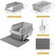 BAKAJI XXL Open Cat Litter Tray Steel Base with Sand Resistant Rim, Scoop and Container, Stain Resistant Mat, Non-Slip Backing, Capacity 35L, 60 x 40 x 30 cm BAKAJI XXL Open Cat Litter Tray Steel Base with Sand Resistant Rim, Scoop and Container, Stain Resistant Mat, Non-Slip Backing, Capacity 35L, 60 x 40 x 30 cm